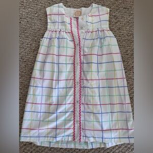 Girls' Beaufort Bonnet White Grid Rainbow Button-Front Dress -Like new